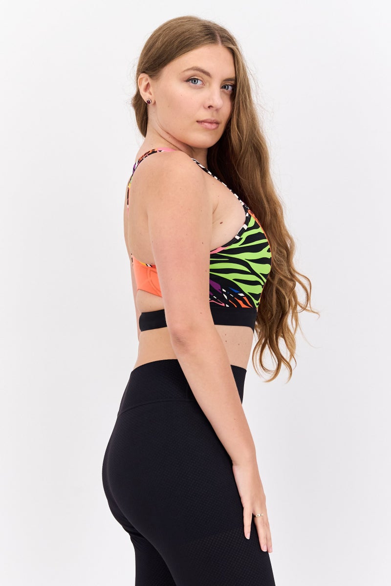 Adidas Women Allover Printed Padded Sports Bra, Multicolor - Image 2